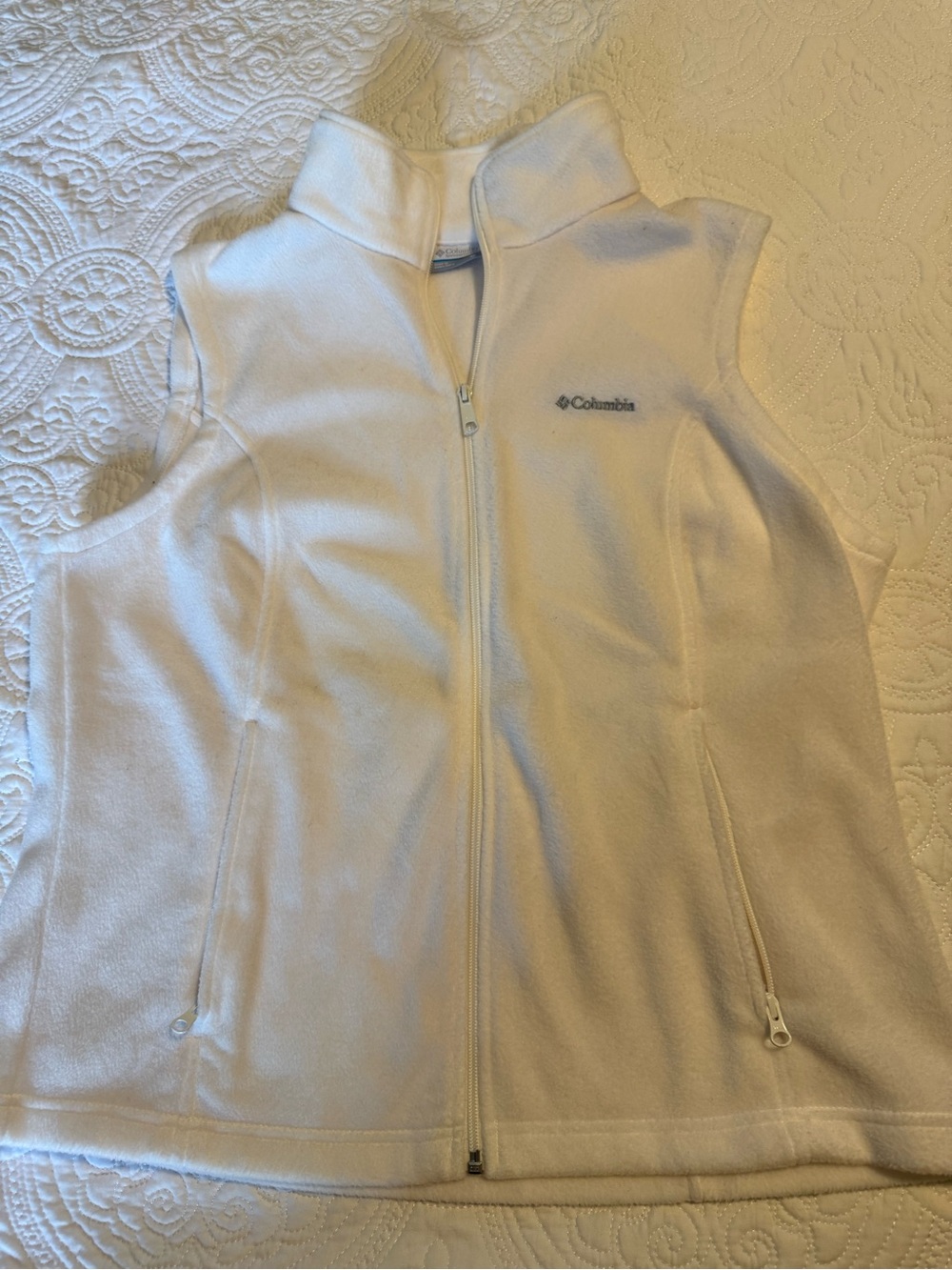Columbia White Girls' Fleece Vest - Full Zip